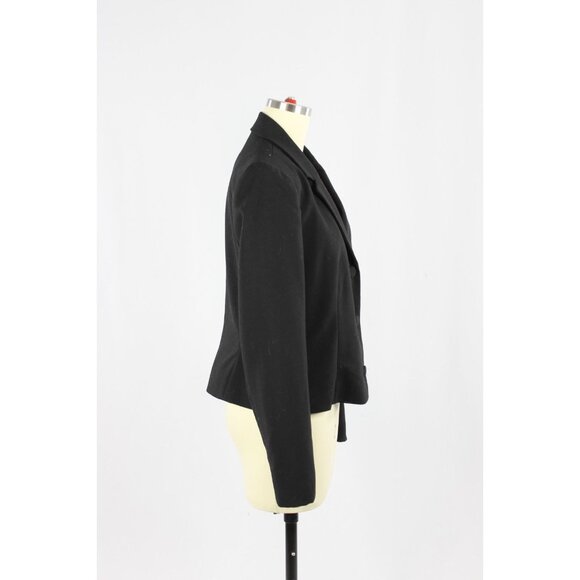 ZARA Black Crepe Oversized Single Breasted Cropped Blazer Suit Jacket, Size L - Picture 2 of 12